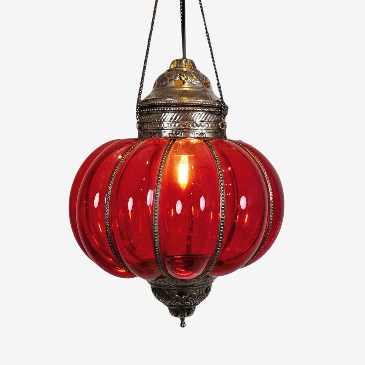 Vintage Red Pumpkin Lantern Large - Image 1