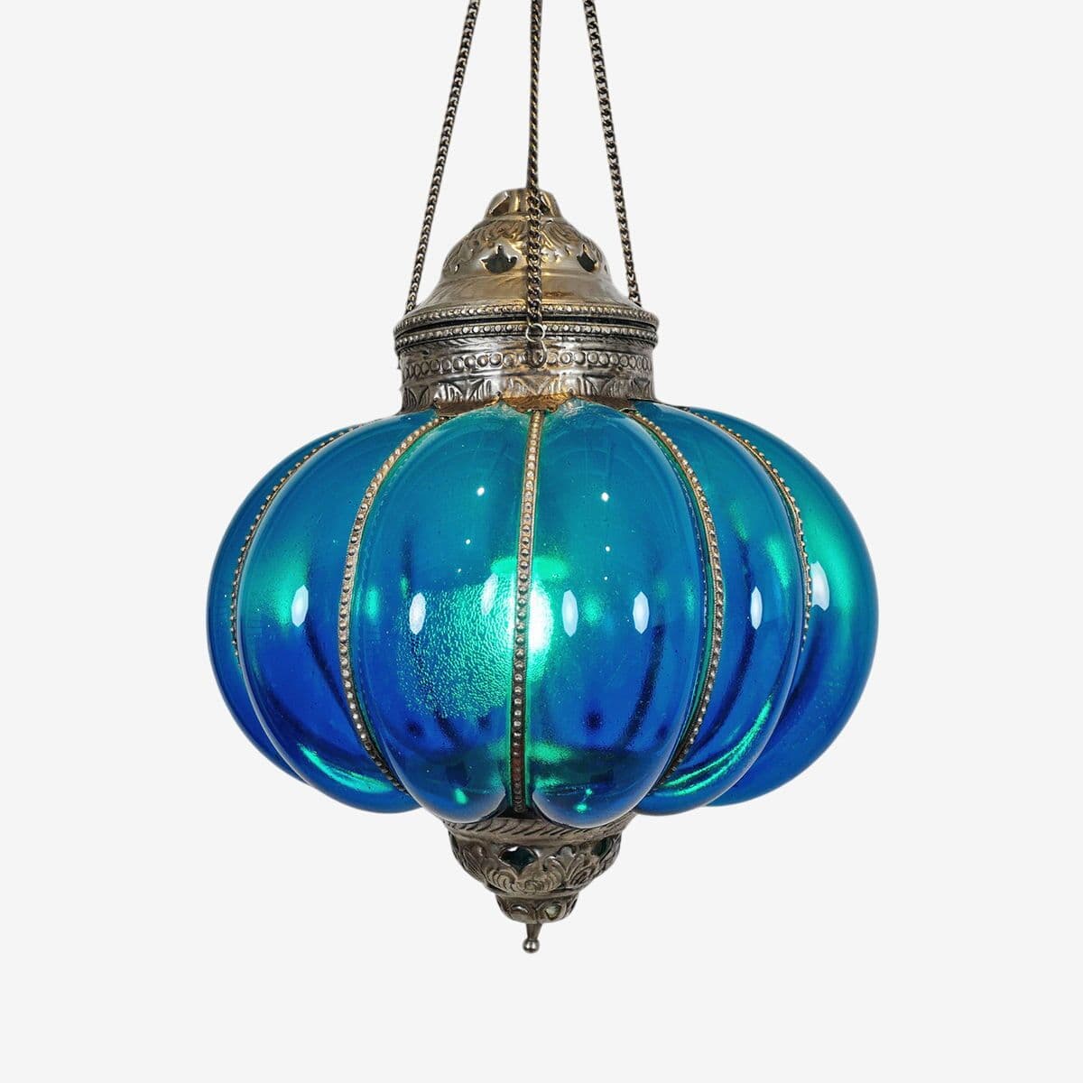 Vintage Turquoise Pumpkin Lantern Large - Image 1