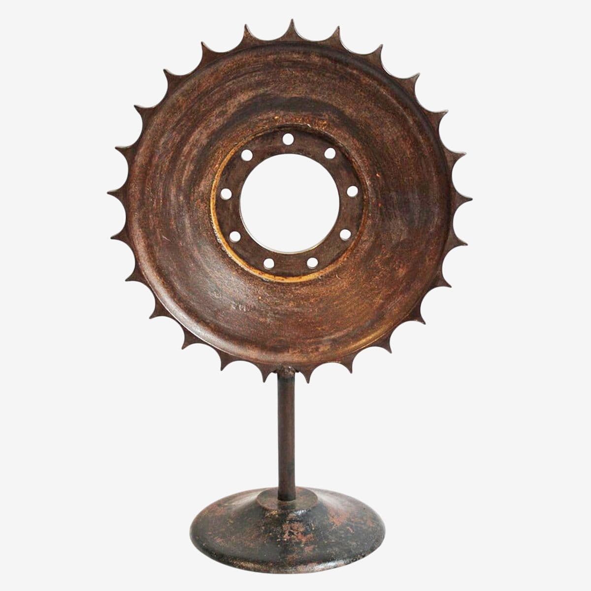 Industrial Iron Sun Gear Mirror - Image 1