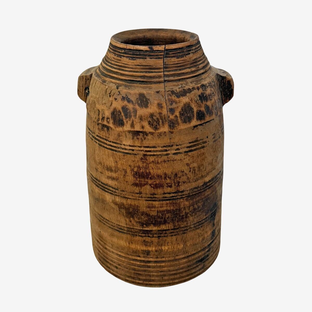Vintage India Wood Water Pot - Image 1