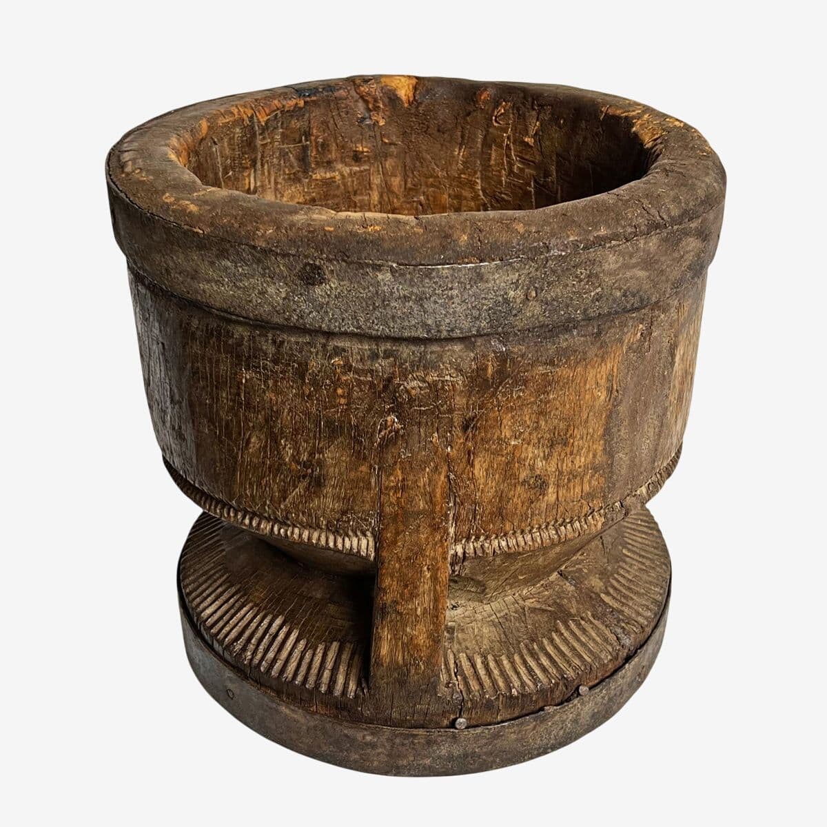 Old India Wood Pestle Pot - Image 1