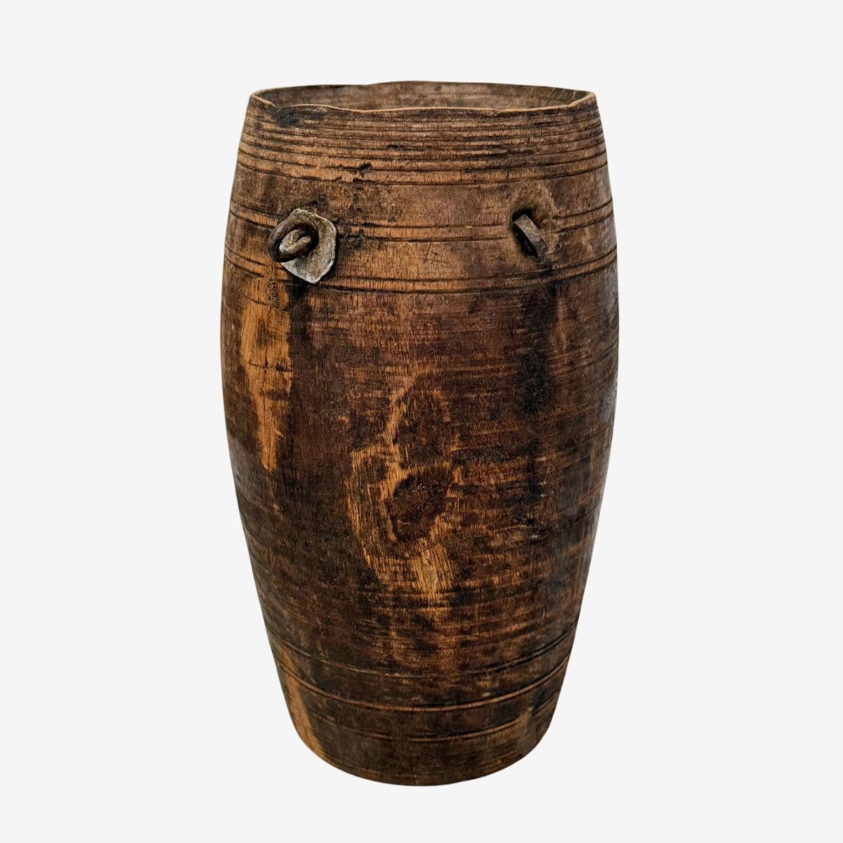 Vintage India Wood Water Pot - Image 1