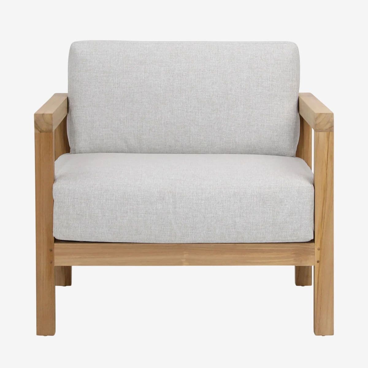 Outdoor Pale Grey & Teak Arm Chair - Image 1