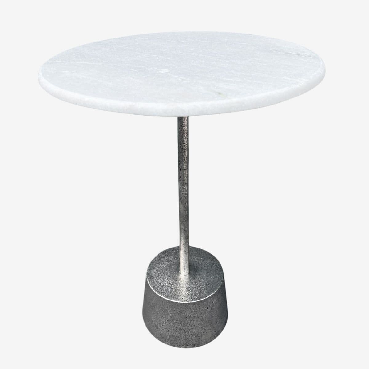 Deco White Marble & Nickel End Table - Image 1