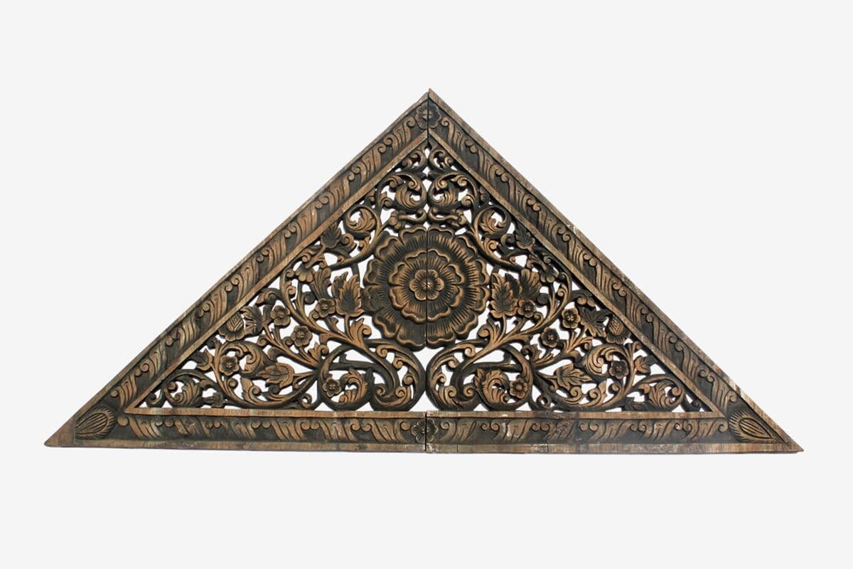 Antique Burn Triangle Carved Panel Medium - Image 1