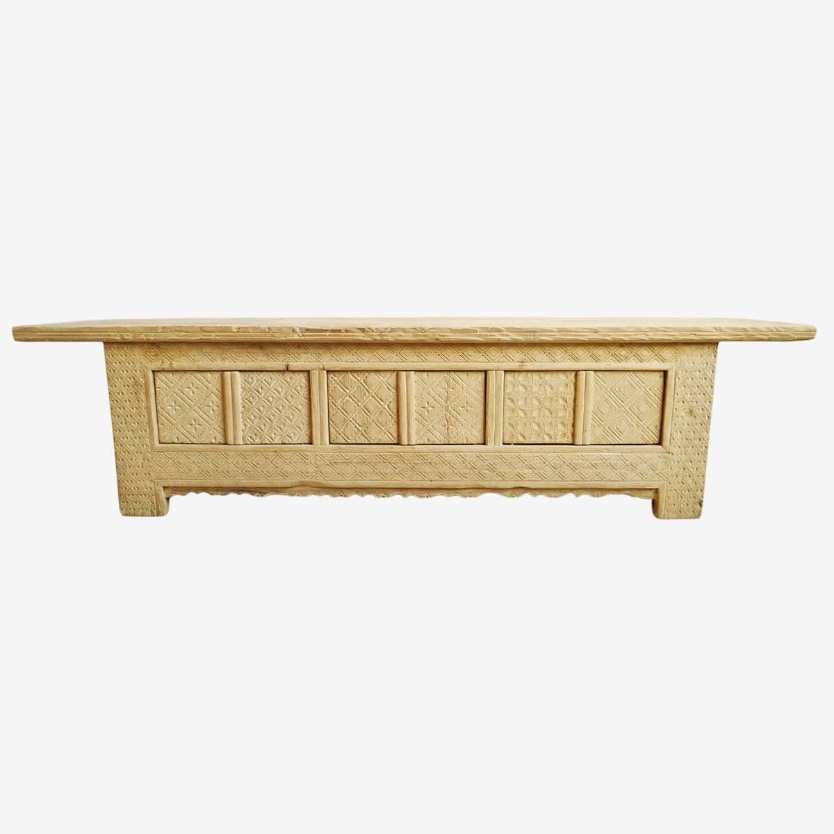 Long Carved Mongolian Cabinet Bench - Image 1