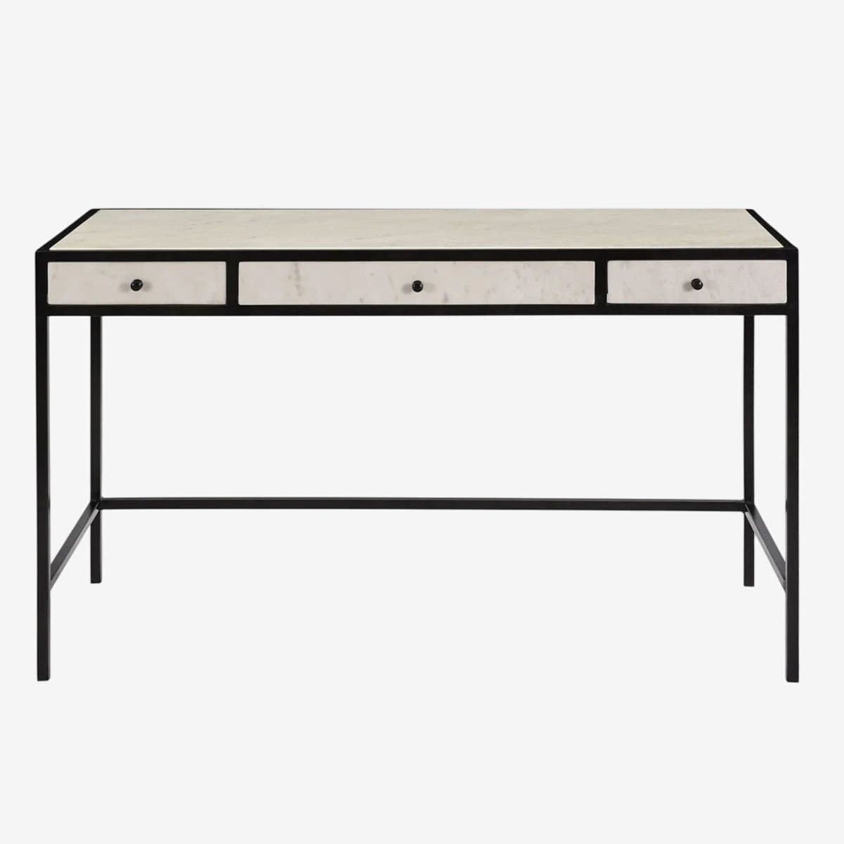 White Marble & Black Iron Desk - Image 1
