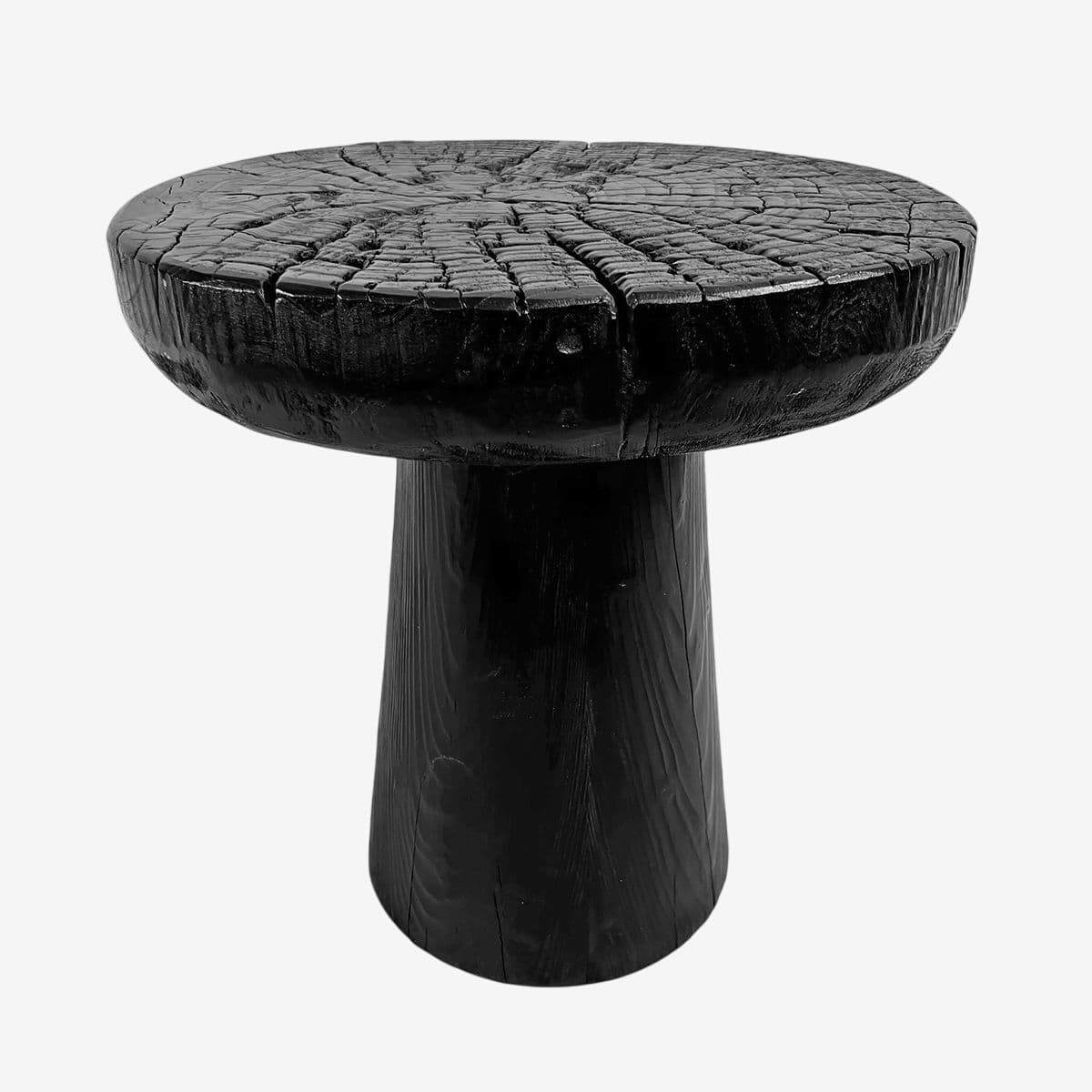 Black Lacquer Stump End Table - Image 1
