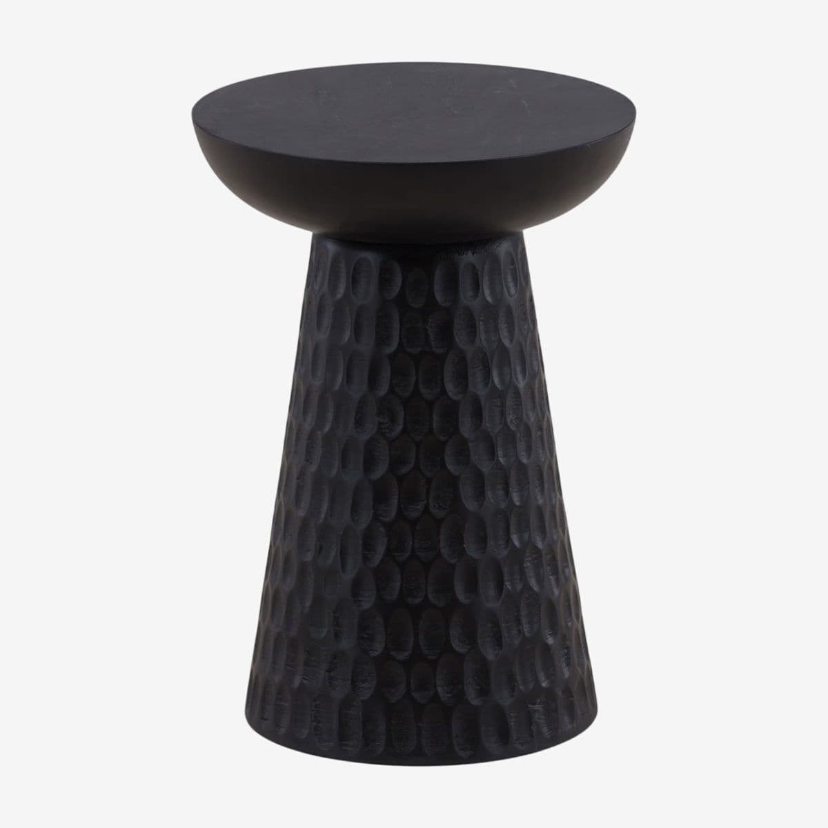 Black Chiseled Wood Side Table - Image 1