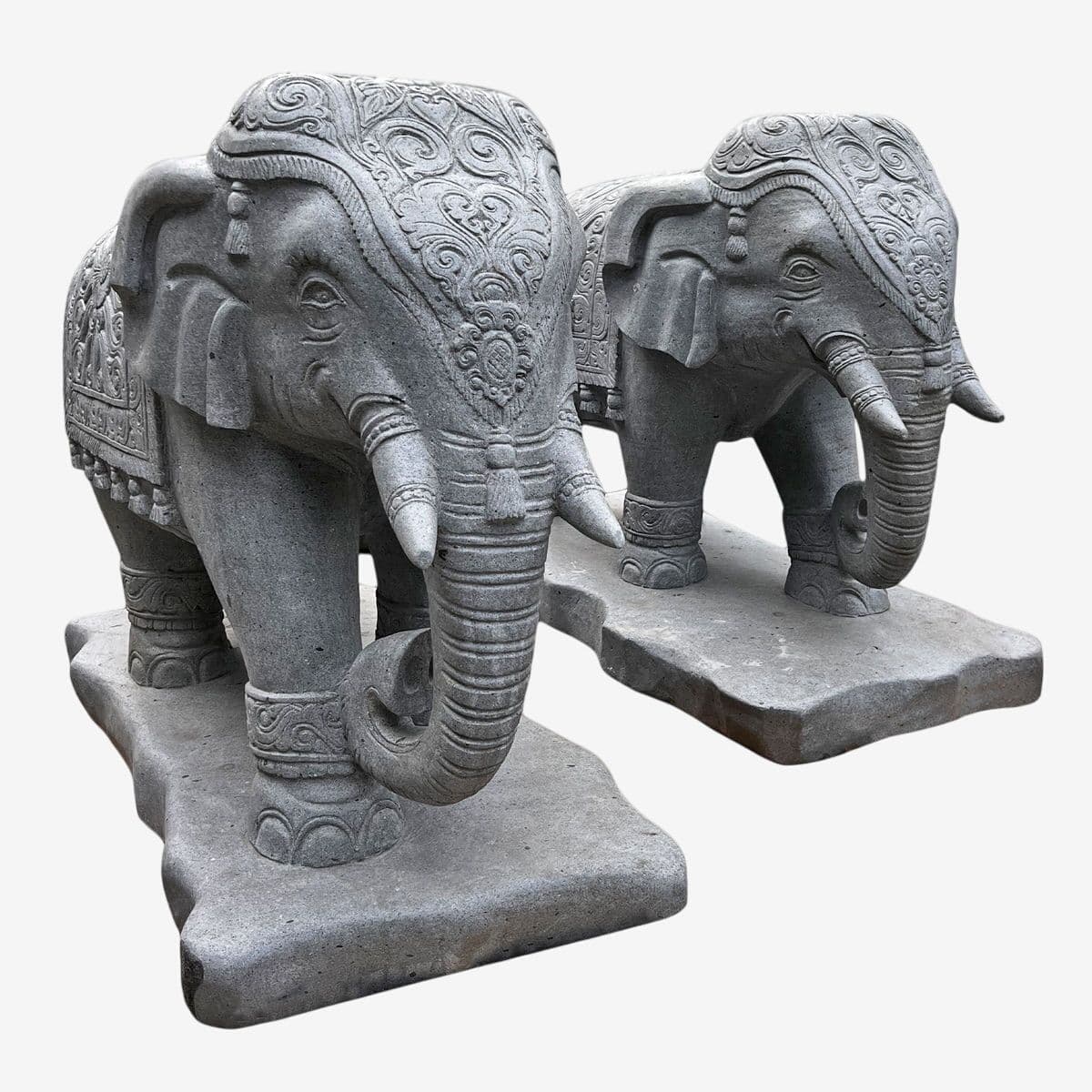 Pair of Stone Carved Elephant - Image 1