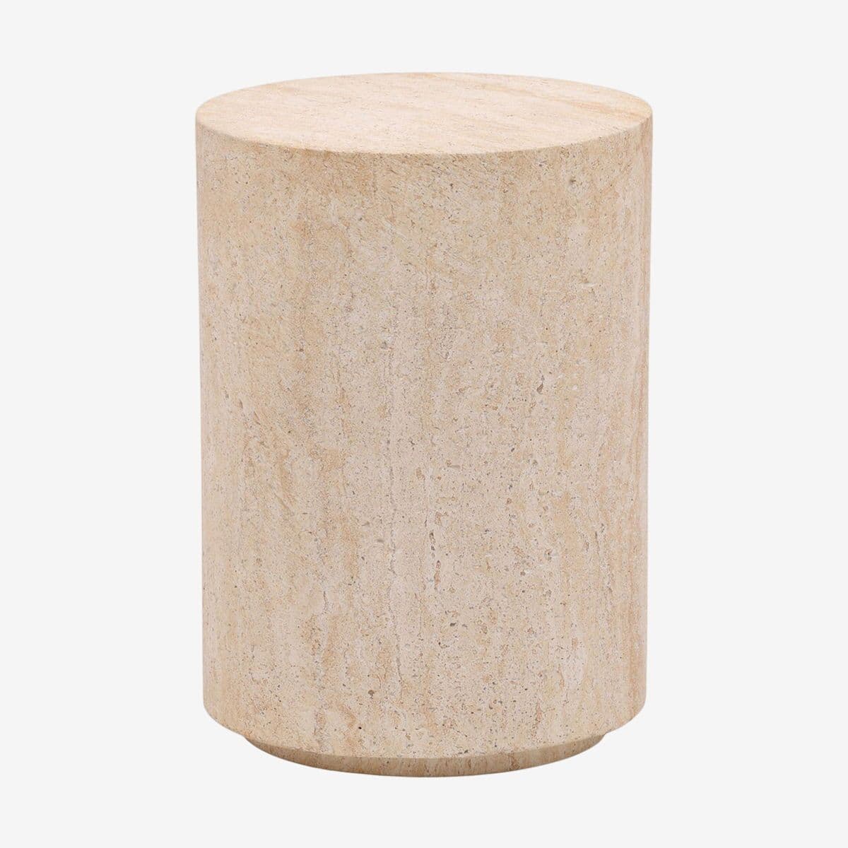 Outdoor Travertine Round Side Table - Image 1