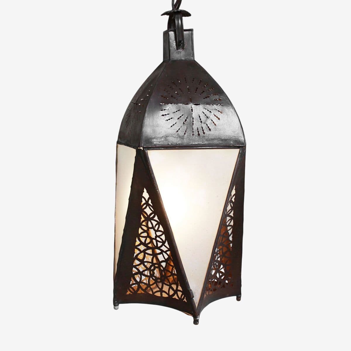 Marrakesh Frosted Glass & Metal Lantern - Image 1