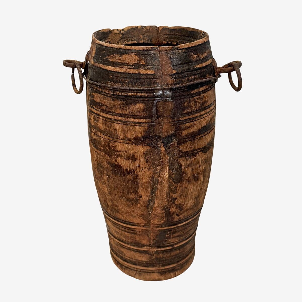 Vintage India Wood Water Pot - Image 1