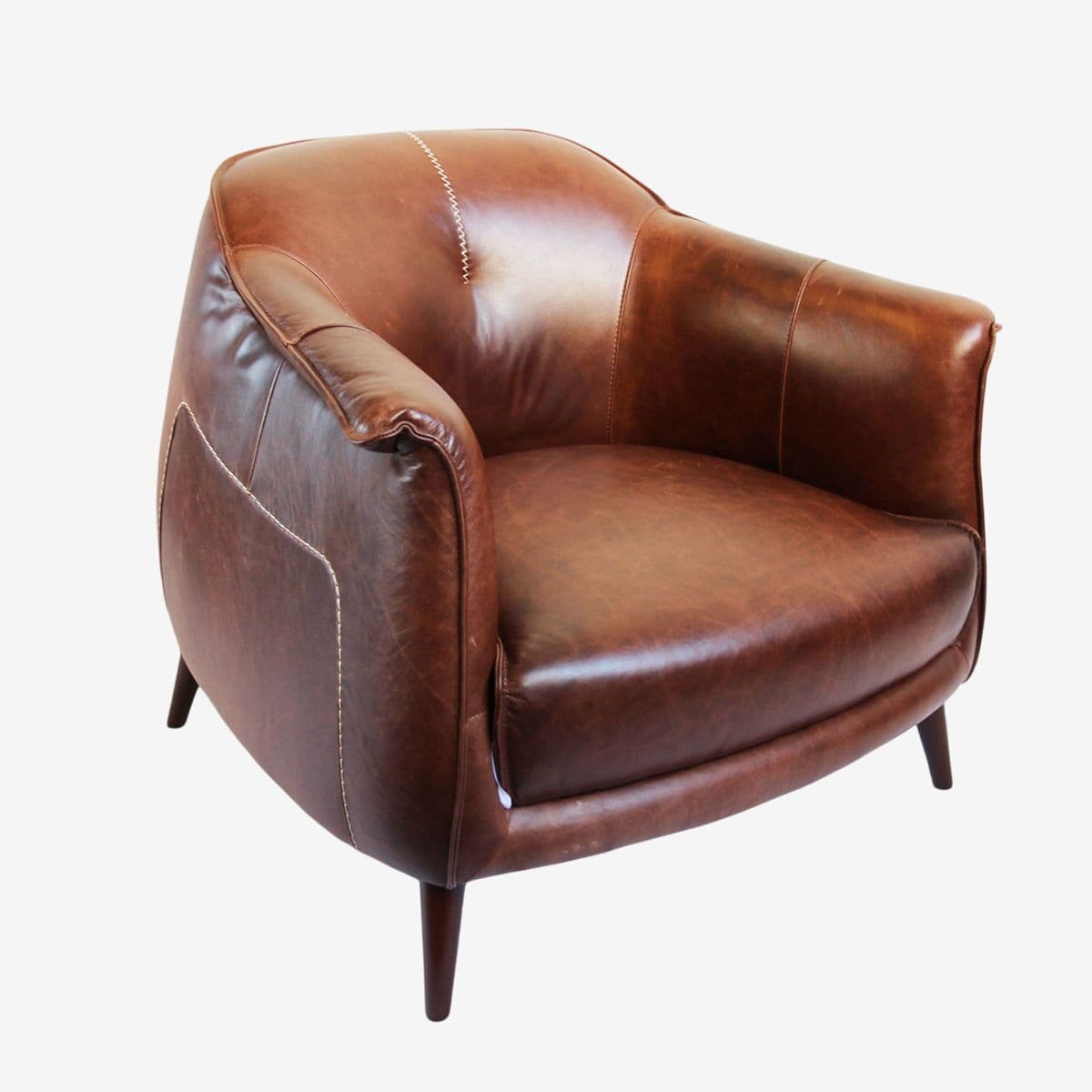 Chestnut Leather Gum Drop Chair - Image 1