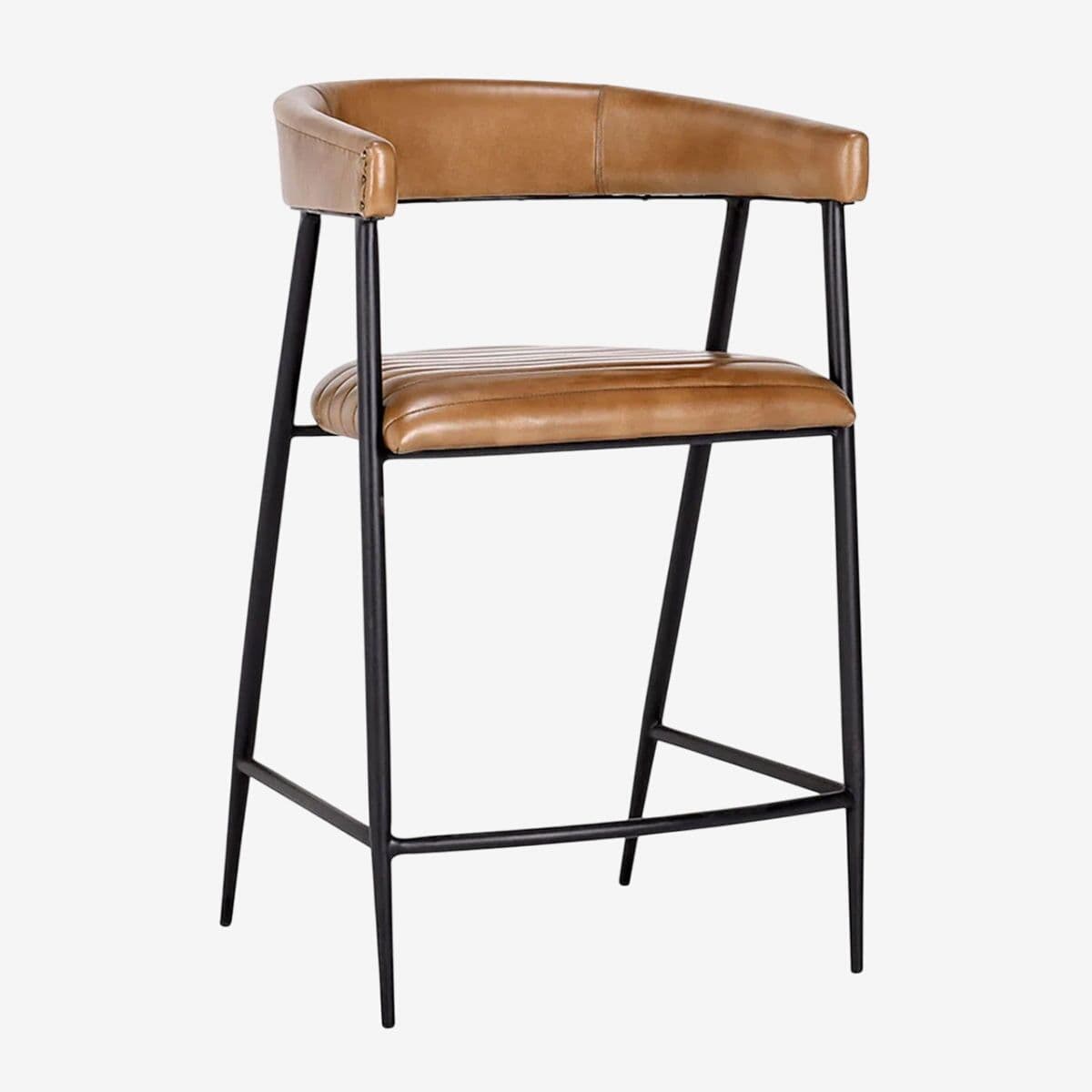 Chestnut Leather U-Back Counter Stool - Image 1