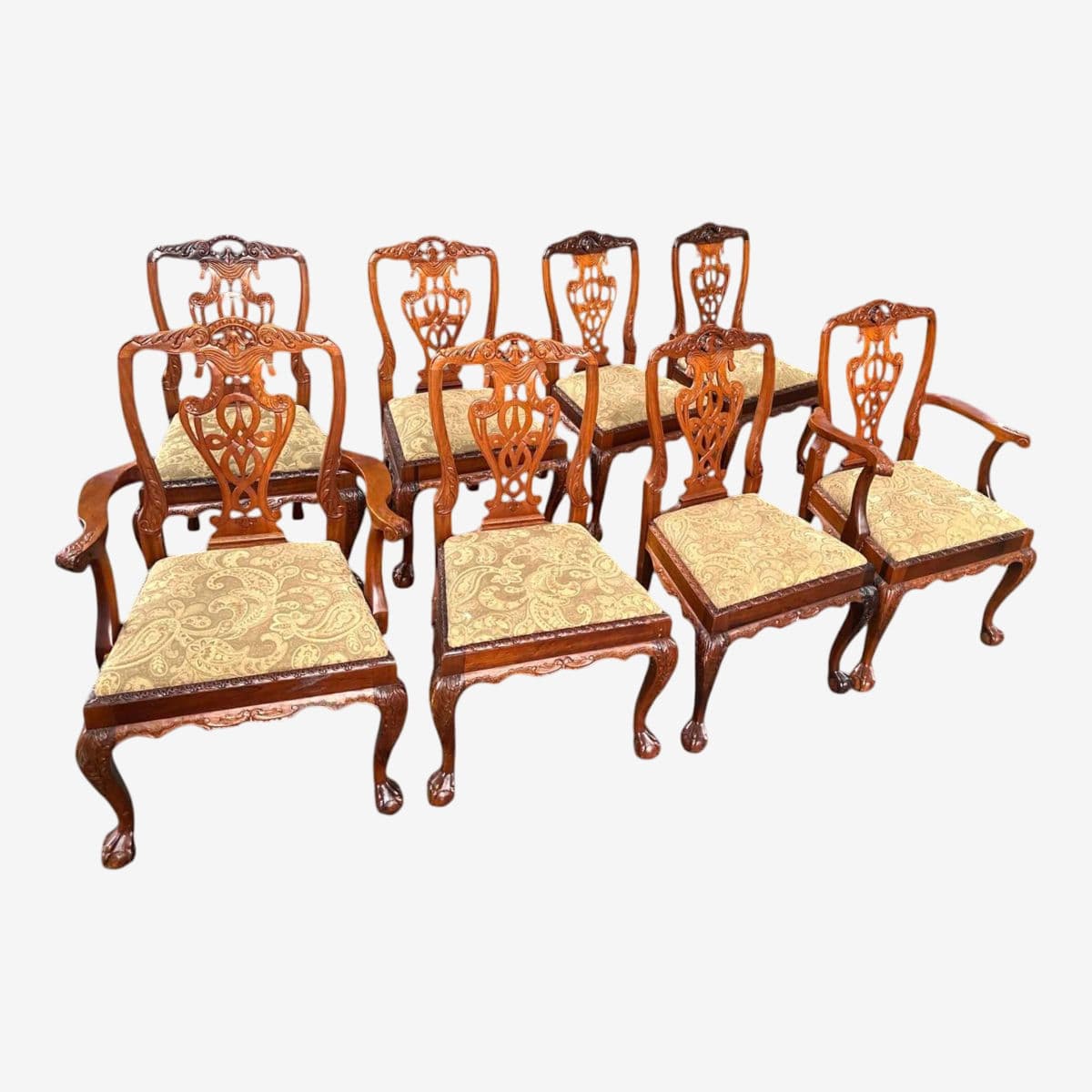 Solid Mahogany Chippendale Dining Chairs - Set of 8 Including 2 Armchairs - Circa Mid 20th Century - Image 1