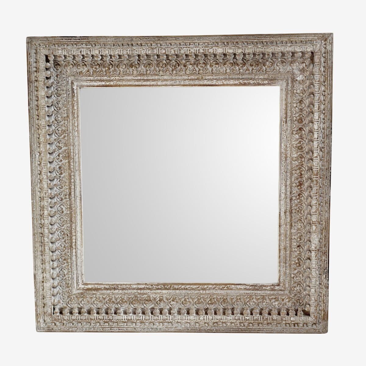 Grey Wash Moulding Spindle Mirror - Image 1