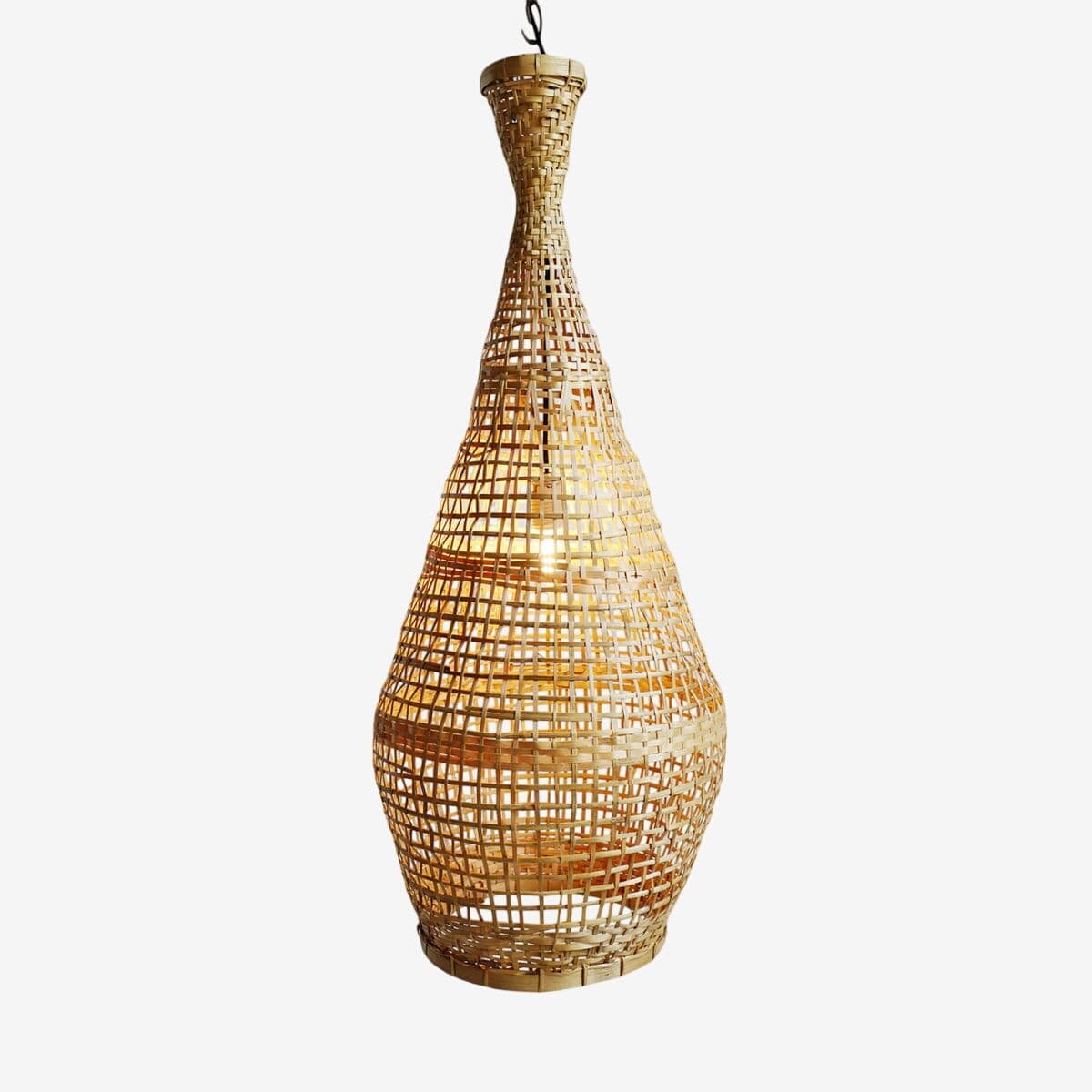Bamboo Fish Basket Pendant Light Small - Image 1