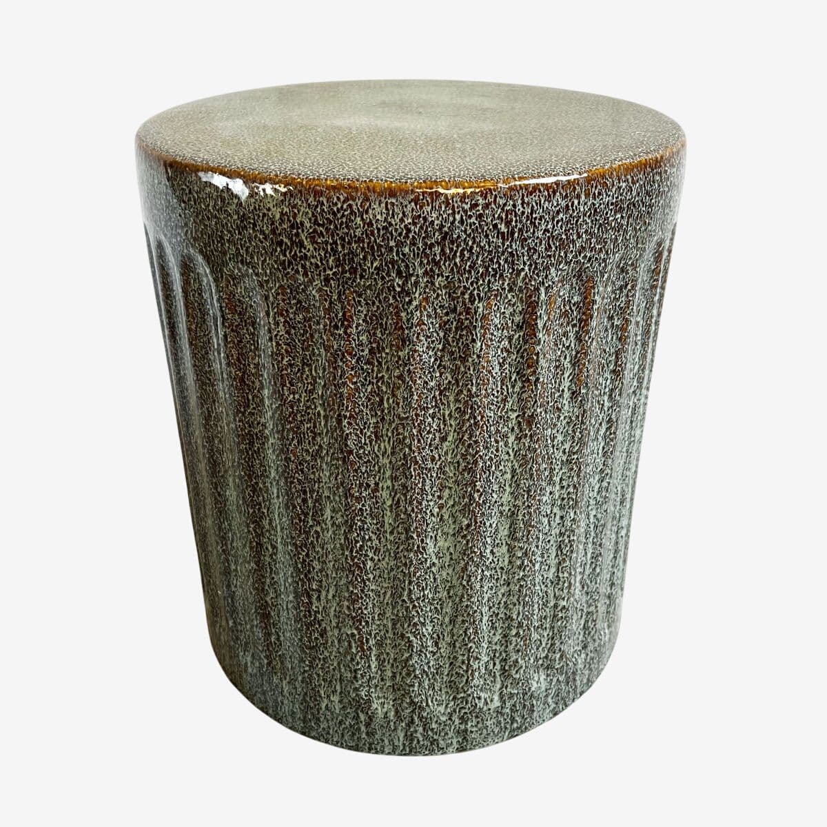 Ceramic Fluted Green Garden Stool - Image 1