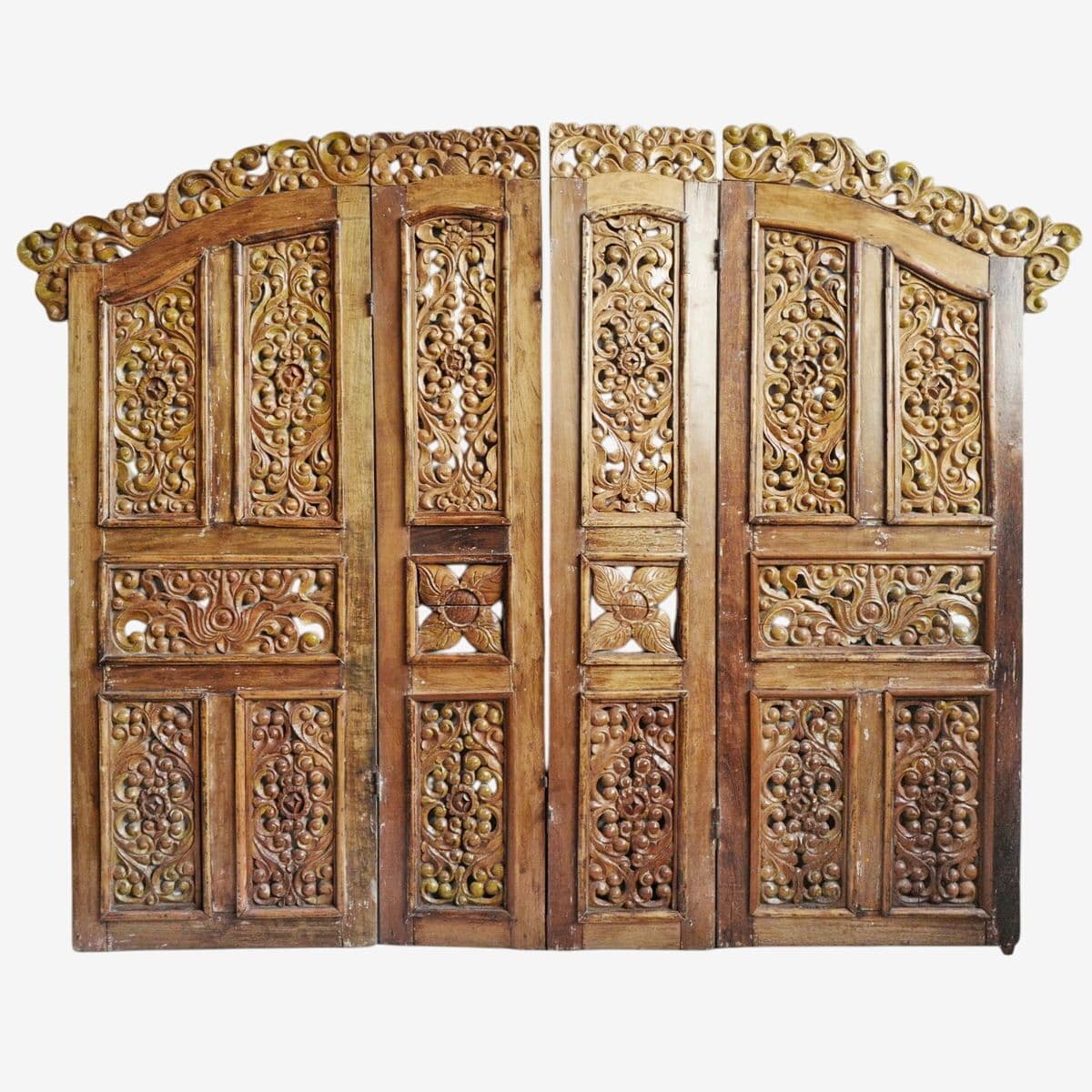 Antique Balinese Carved Wall Panel Doors - Image 1