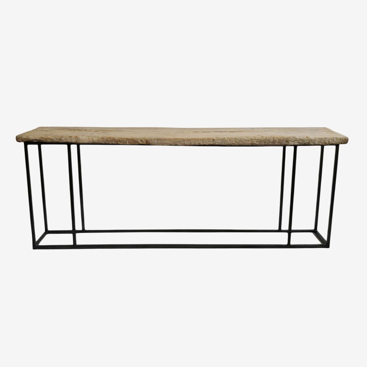 Vintage Raw Plank & Iron Console Table - Image 1