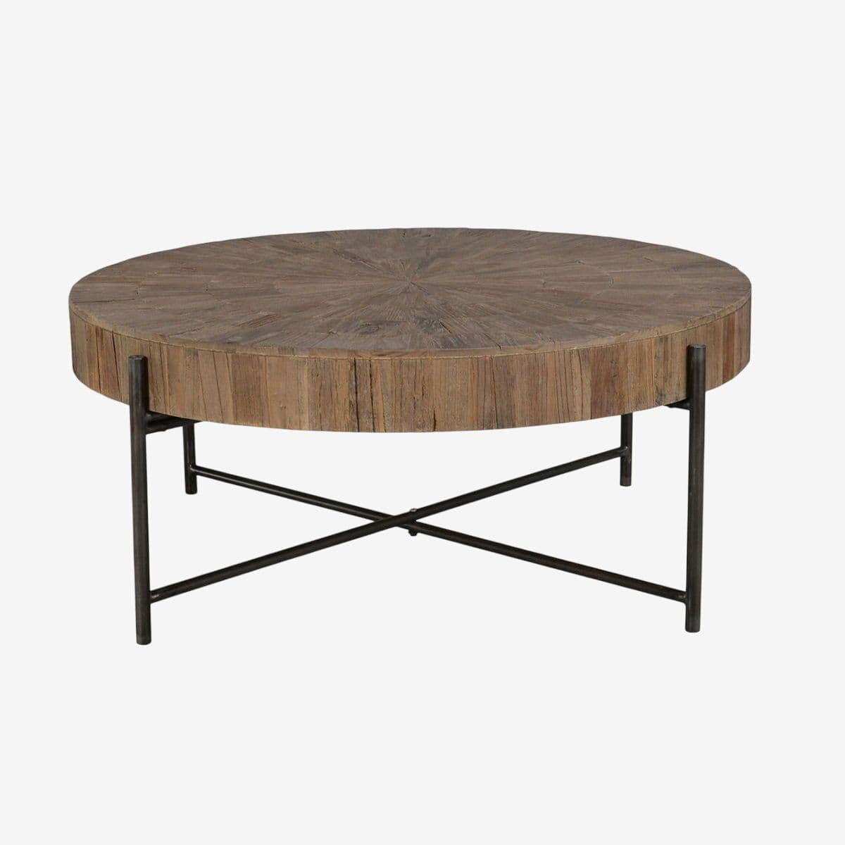 Walnut Parquet Round Coffee Table - Image 1