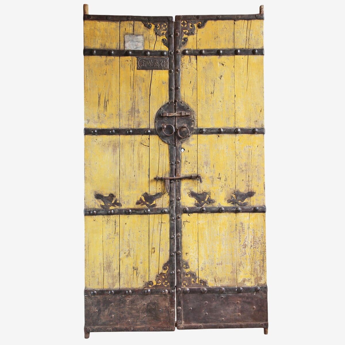 Vintage Yellow Mongolian Garden Gate - Image 1