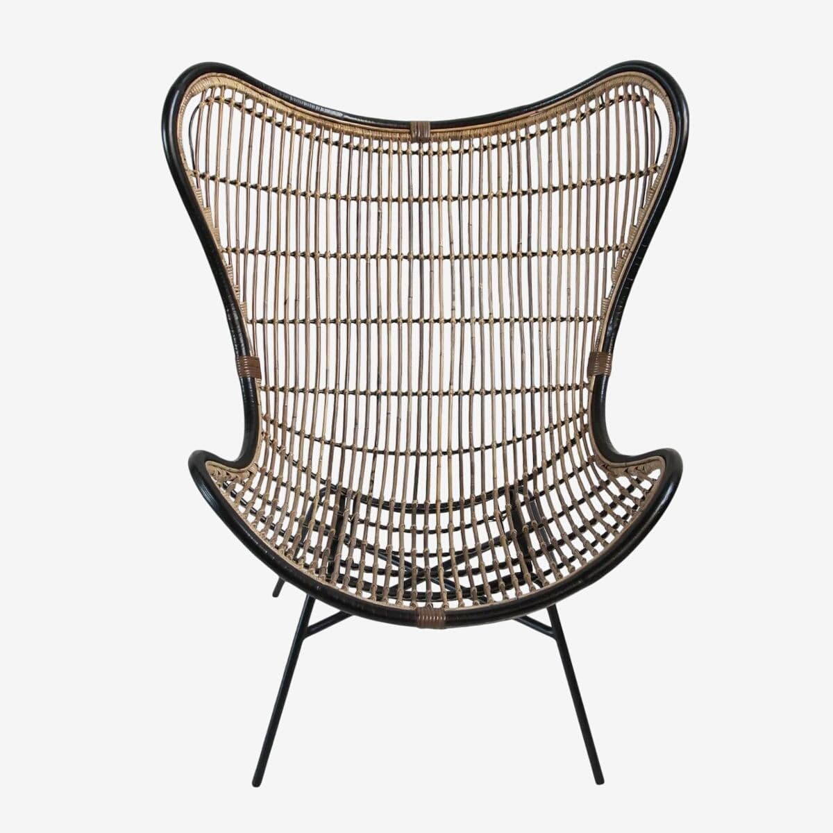 Bamboo & Black Scoop Chair - Image 1