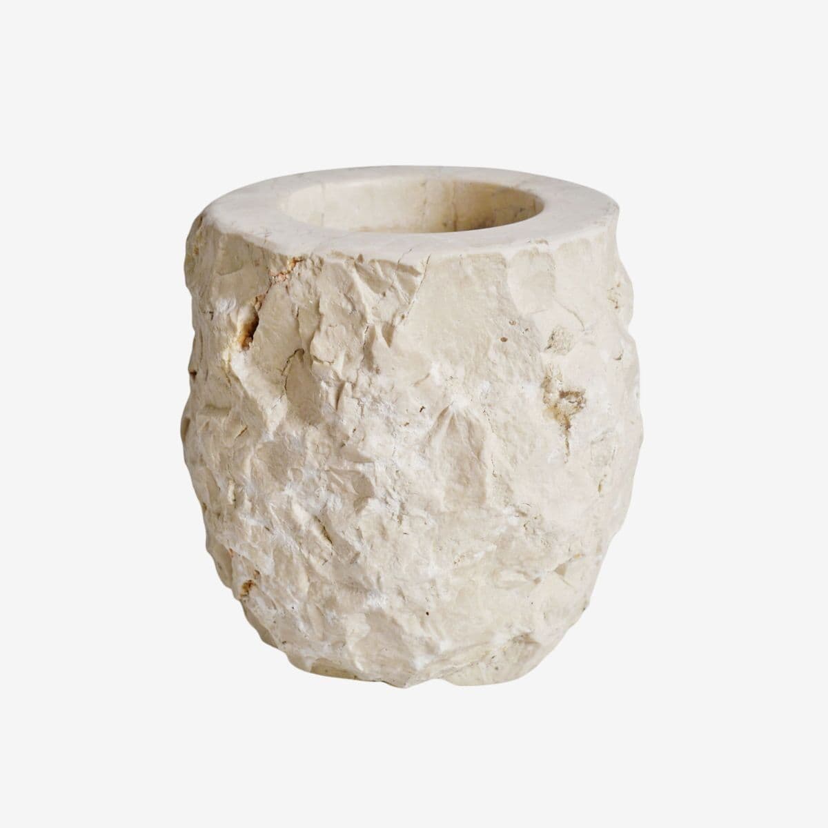 Chiseled Travertine Container Small - Image 1