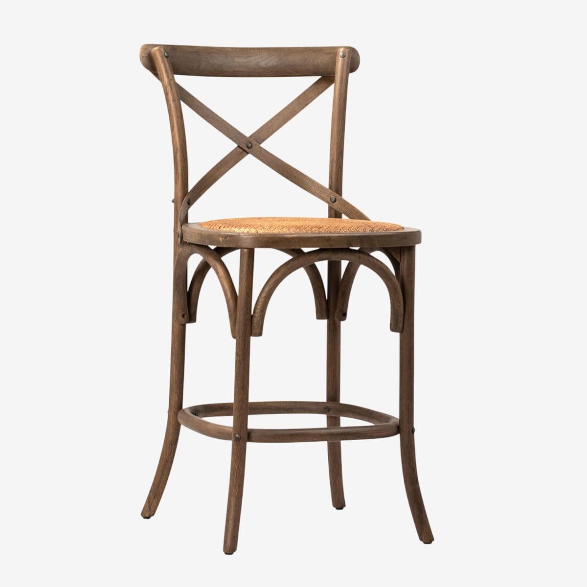 Natural Oak & Rattan Counter Stool - Image 1