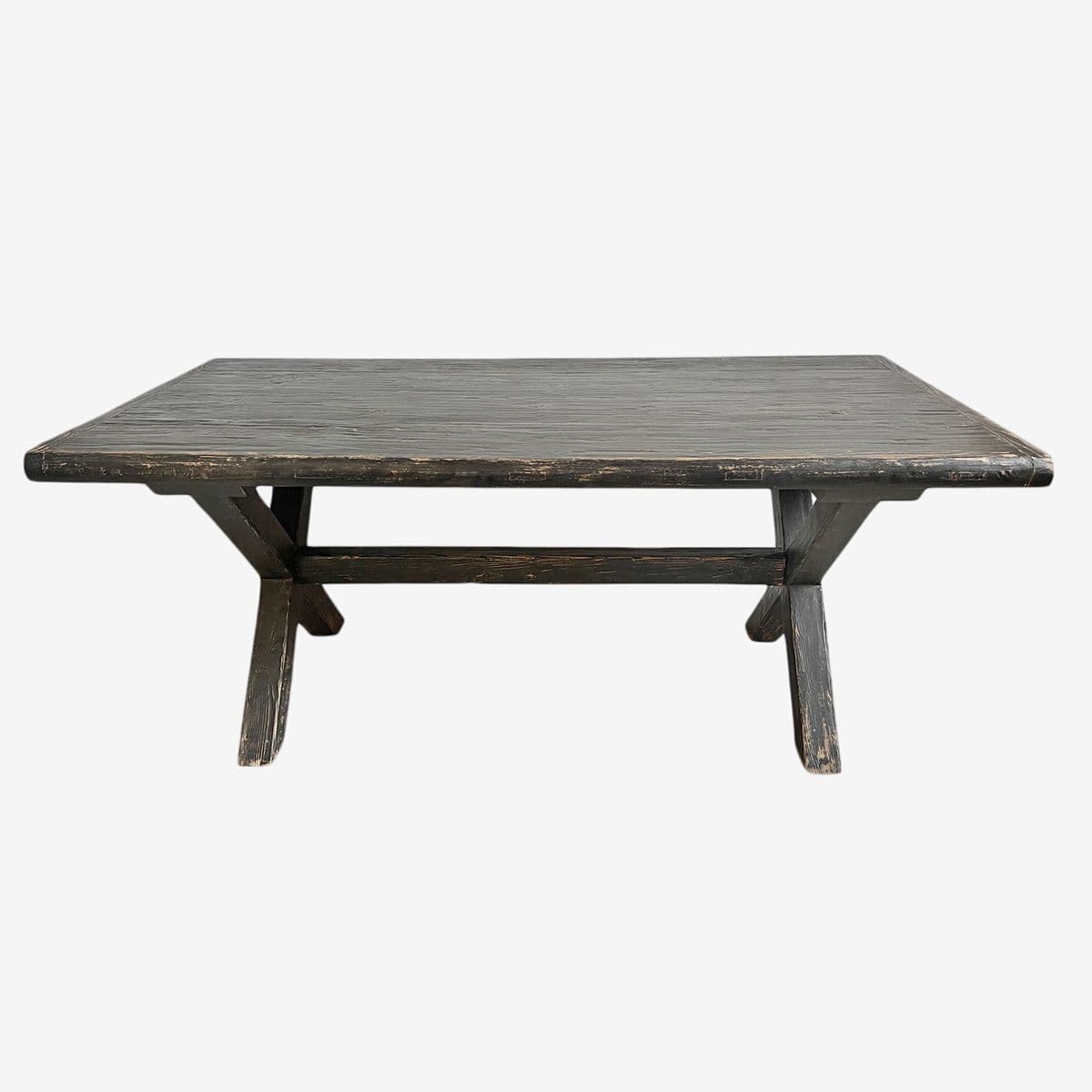 Black X Worn Elm Dining Table - Image 1