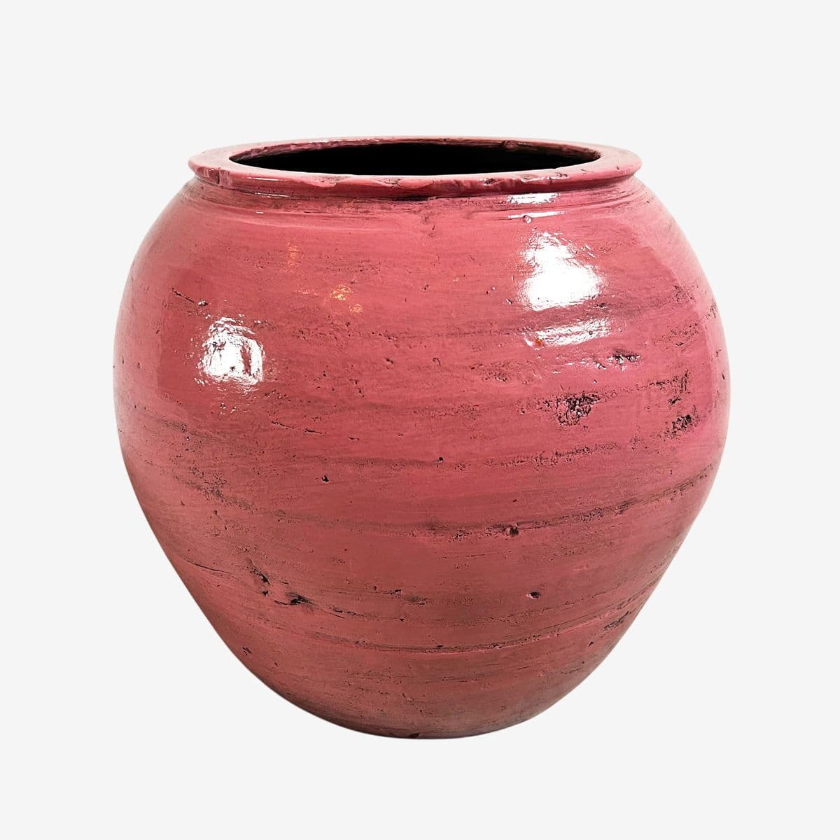 Vintage Pink Glaze Terra Cotta Pot - Image 1