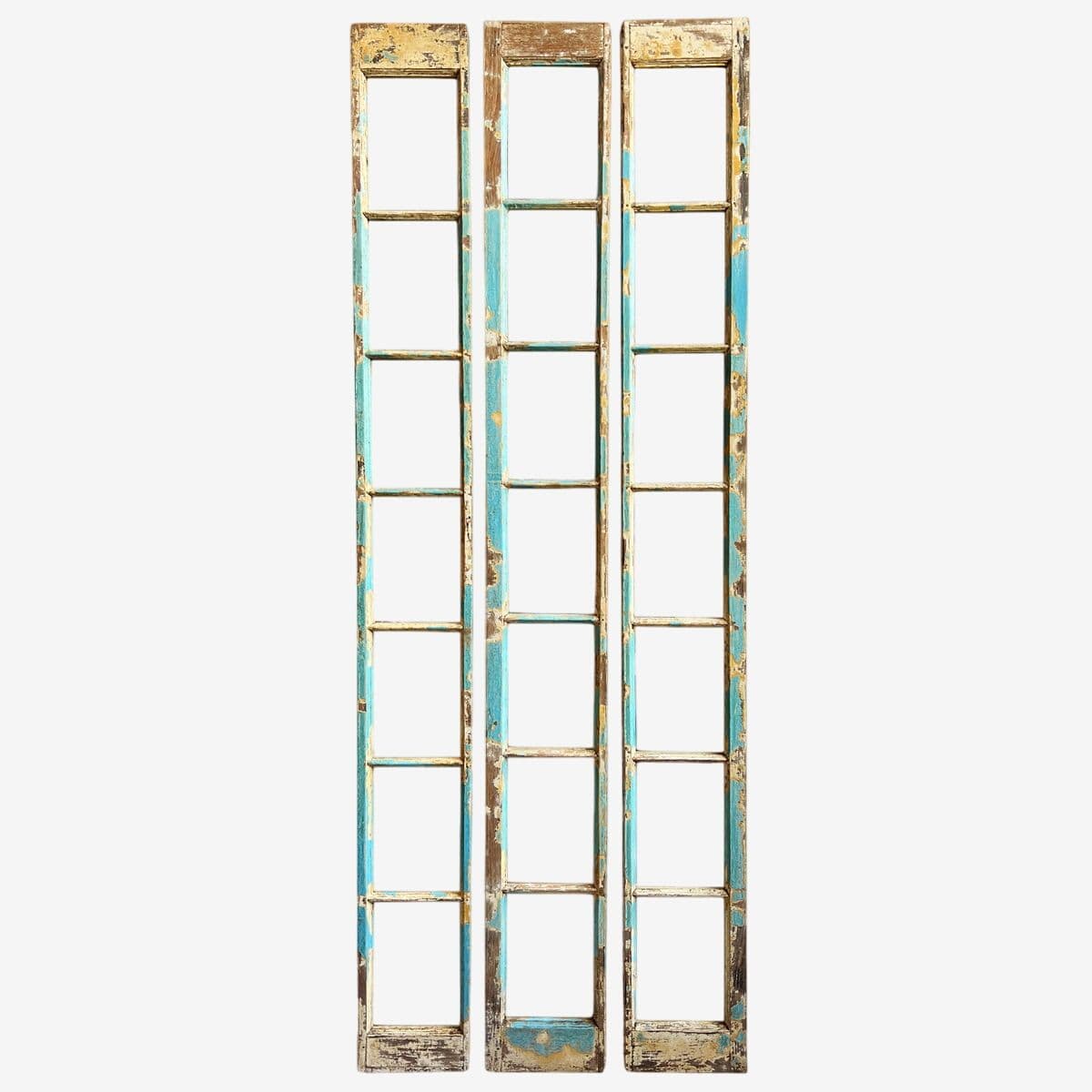 Set of 3 Vintage Narrow Tall Window Mirrors - Image 1