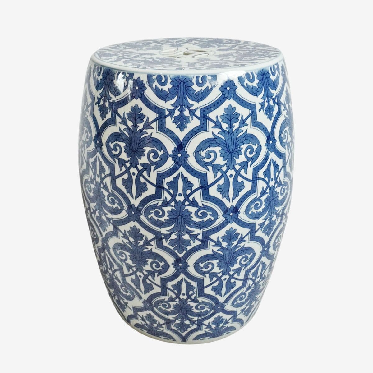 Blue & White Paris Ceramic Stool - Image 1