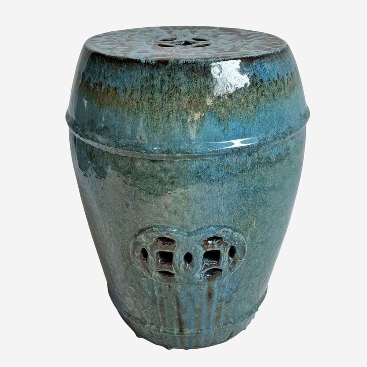 Ocean Blue Ceramic Garden Stool - Image 1