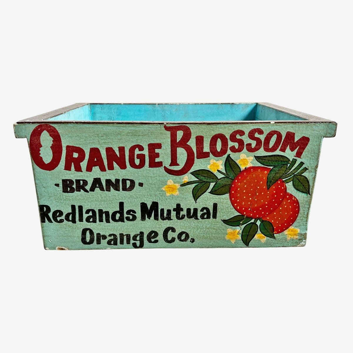 Vintage Style Wood Painted Orange Box - Image 1