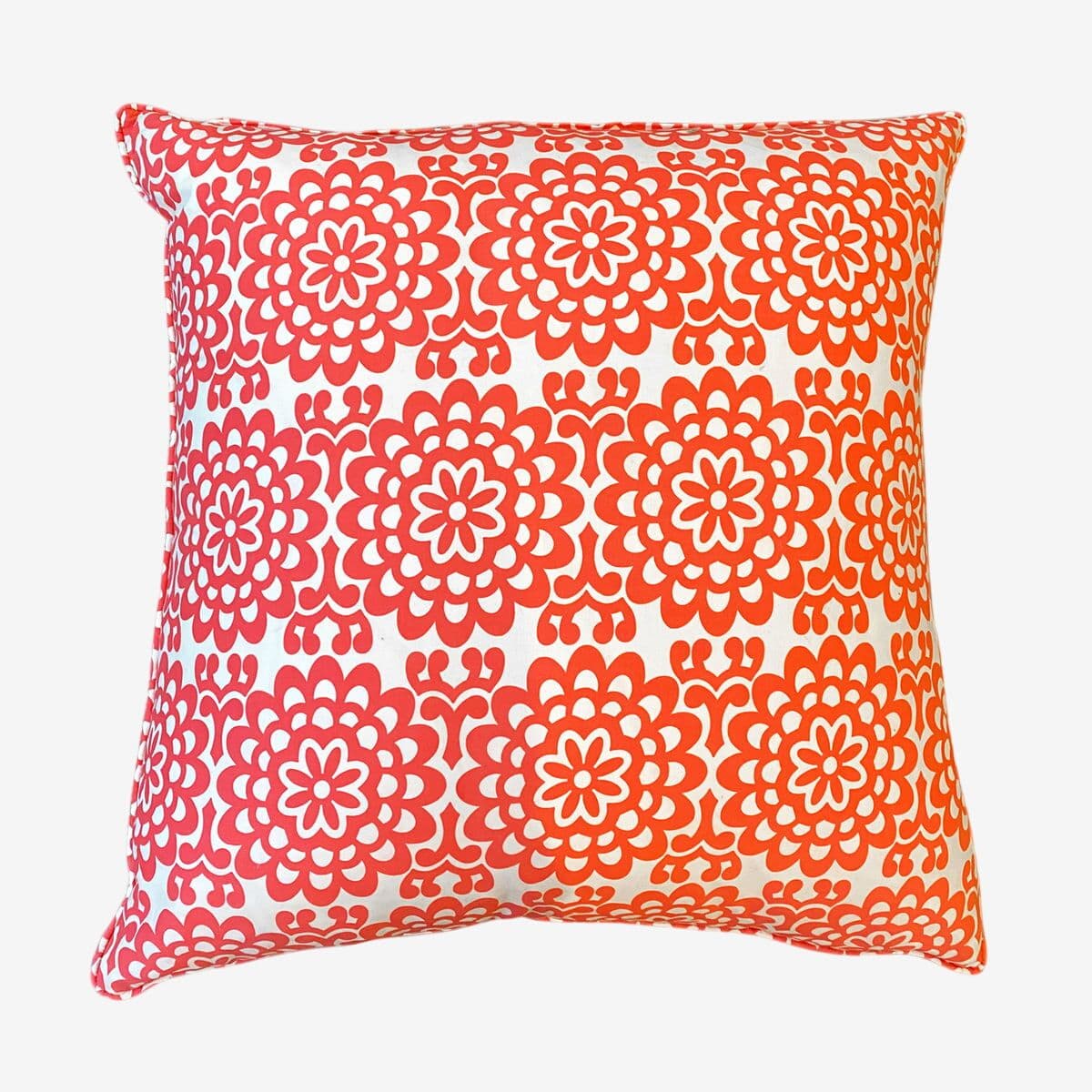Orange Flower Print Down Pillow - Image 1