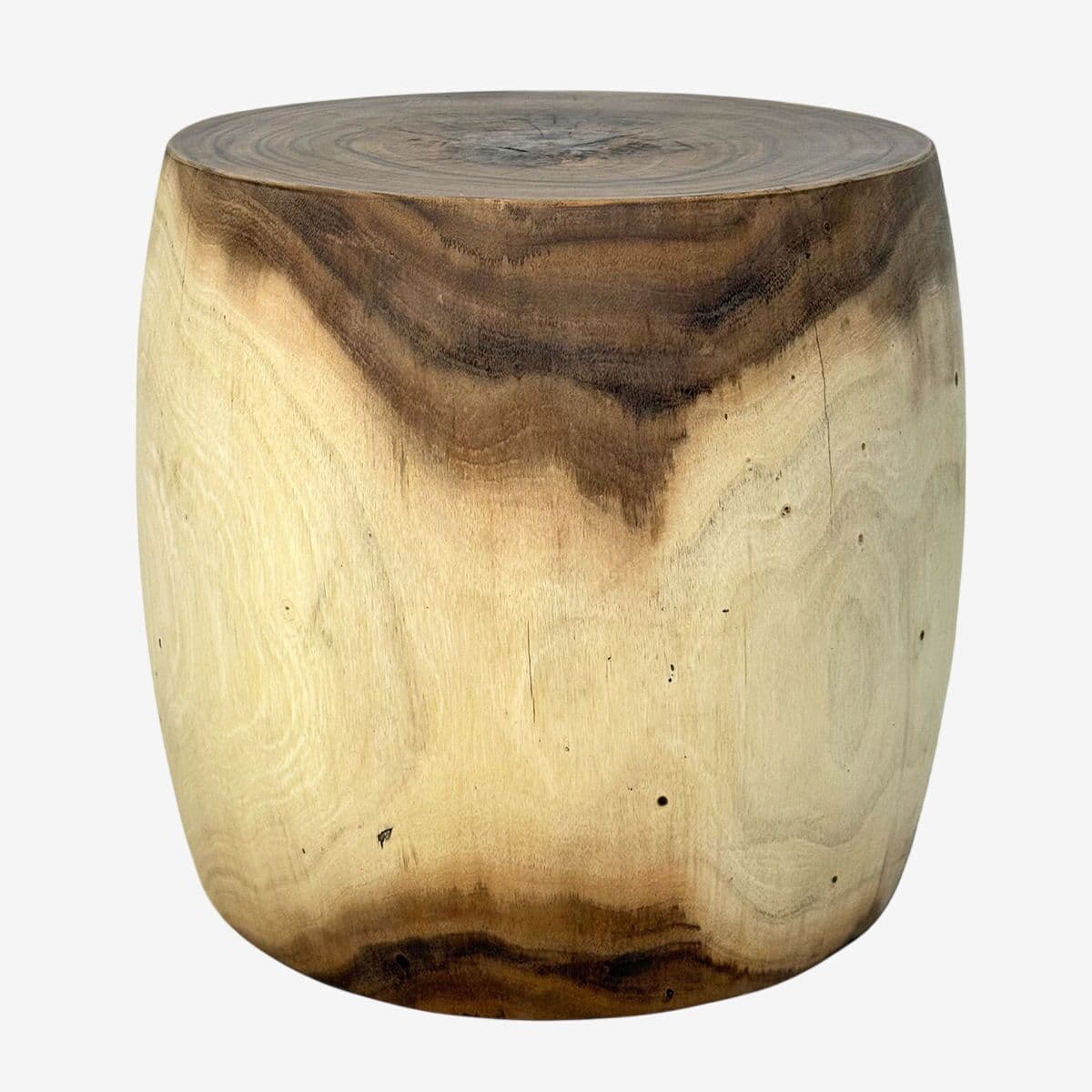 Raw Acacia Wood Drum Stool - Image 1