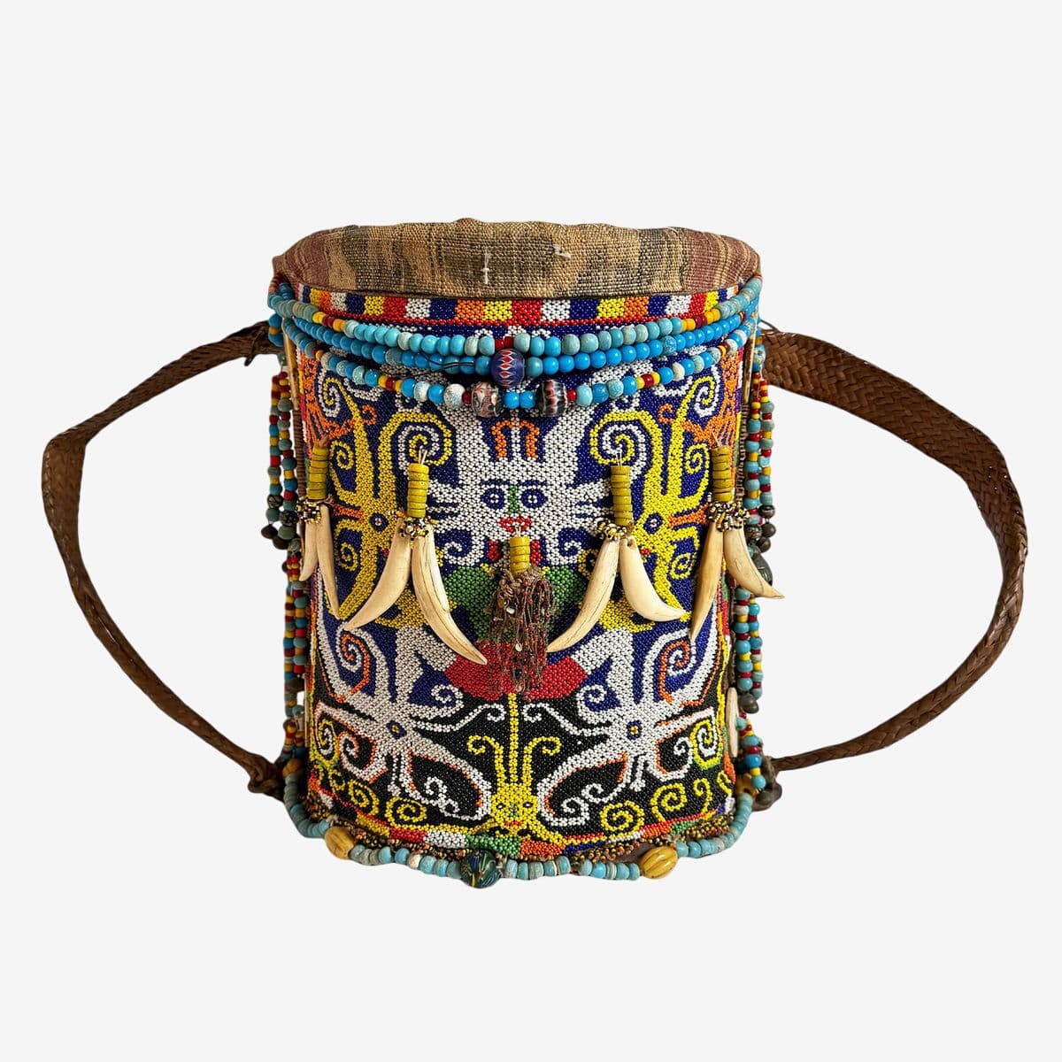 Antique Dayak Borneo Beaded Baby Carrier - Image 1