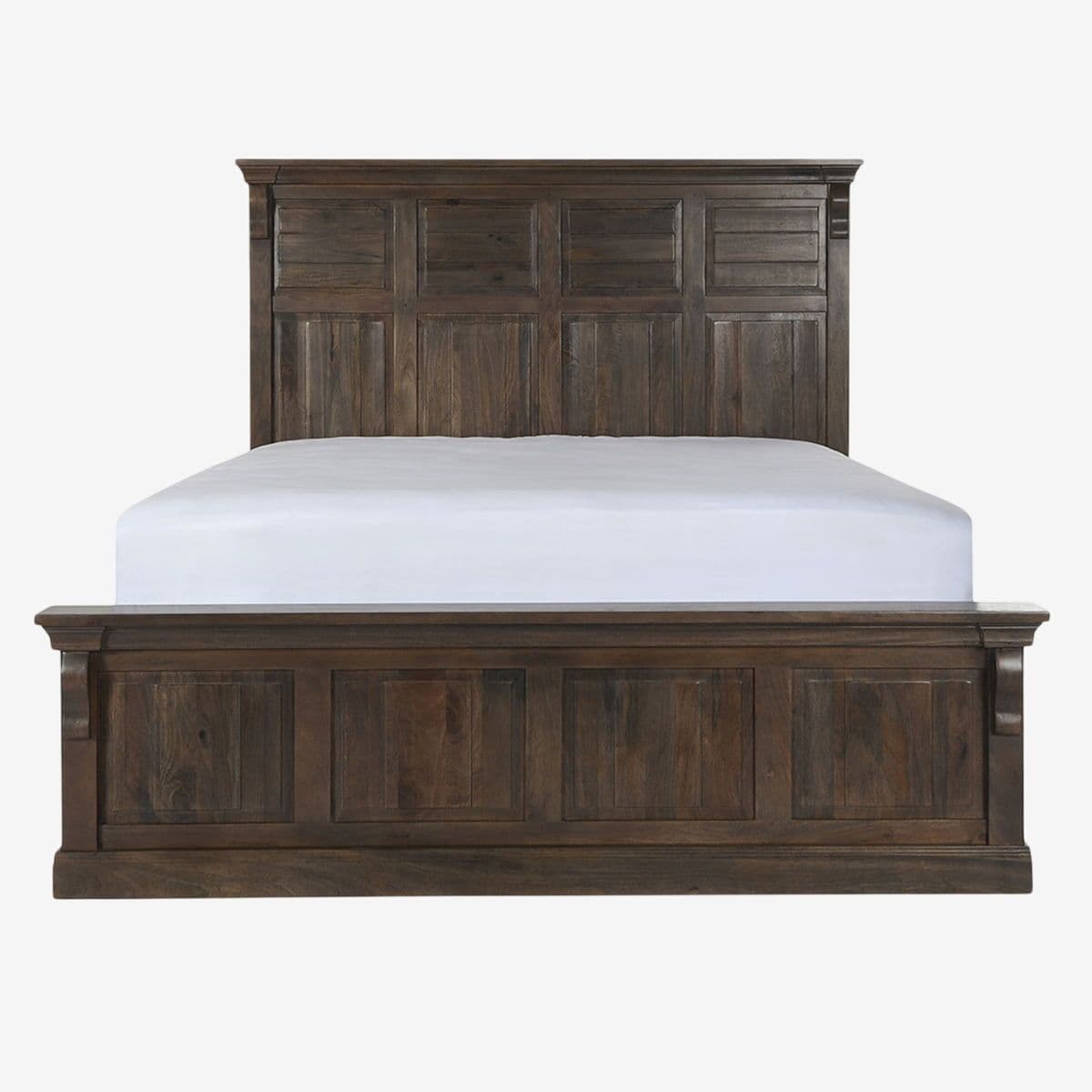 Walnut Stain Wood Panel Queen Bed - Image 1