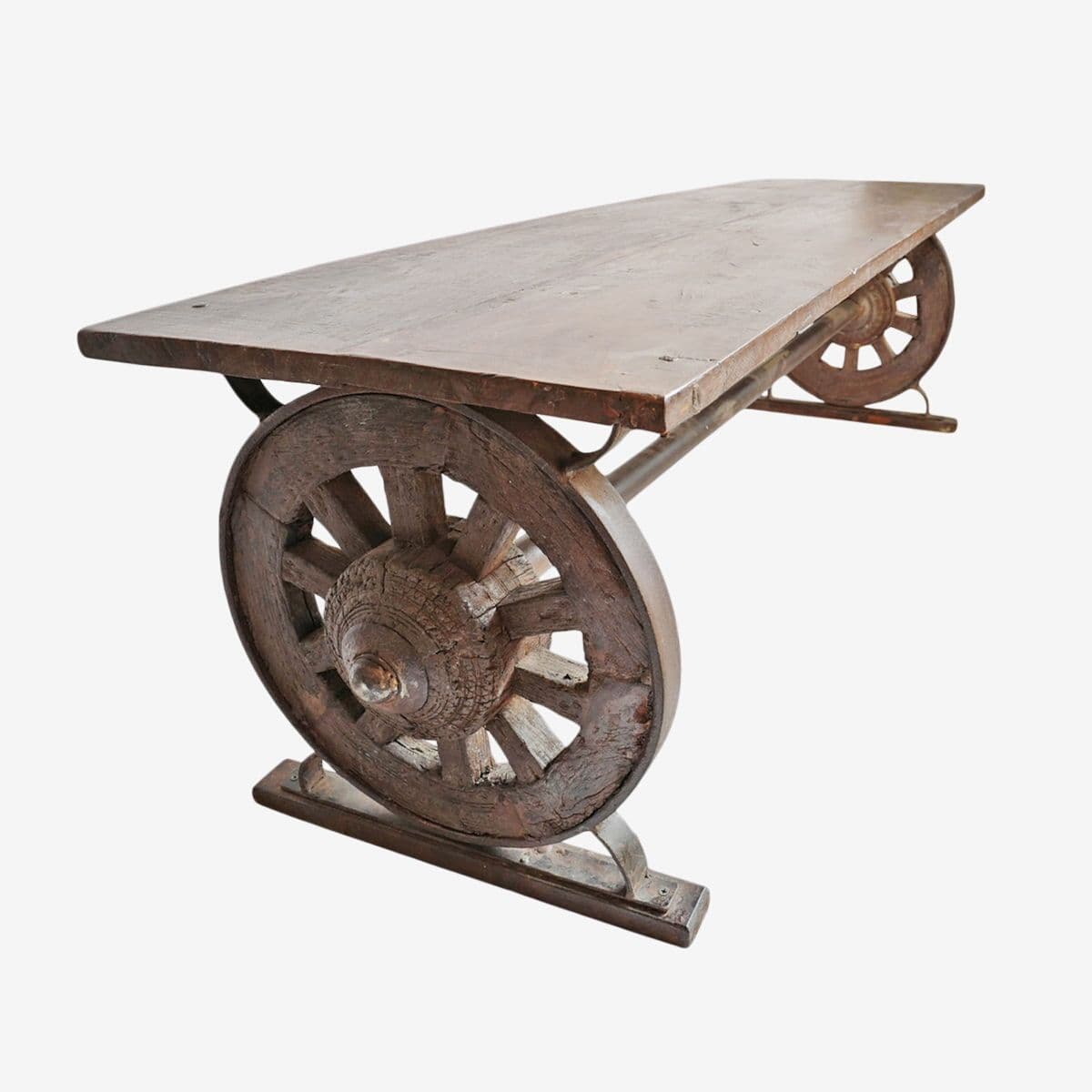 Salvaged Old Wheel Bench - Image 1