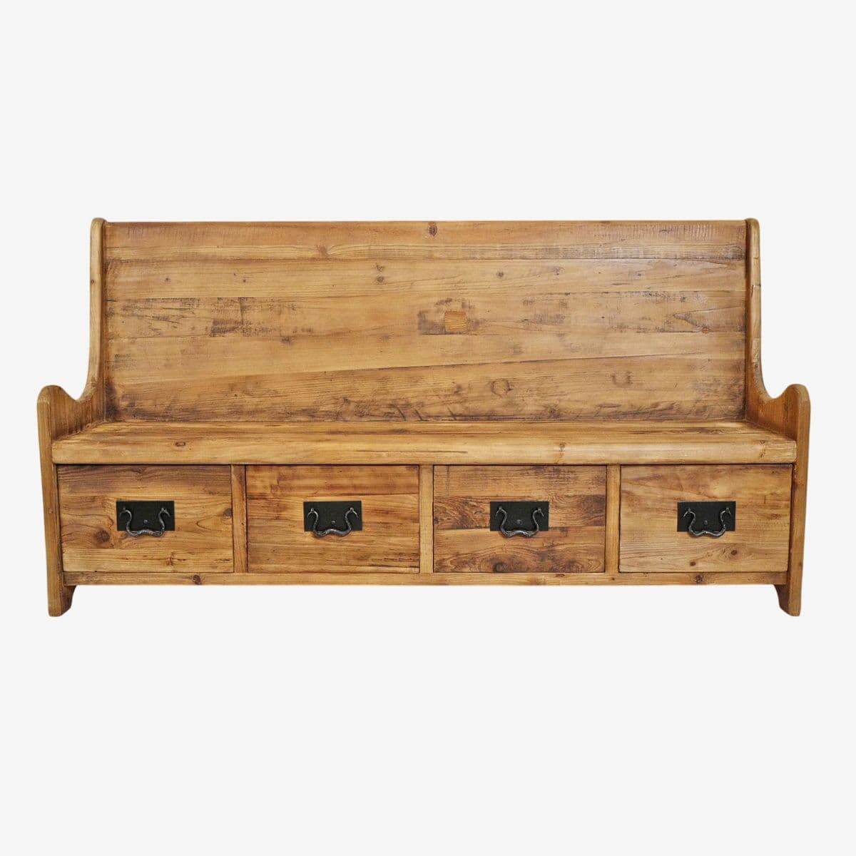 Salvaged Pine Hall Bench with Drawers - Image 1