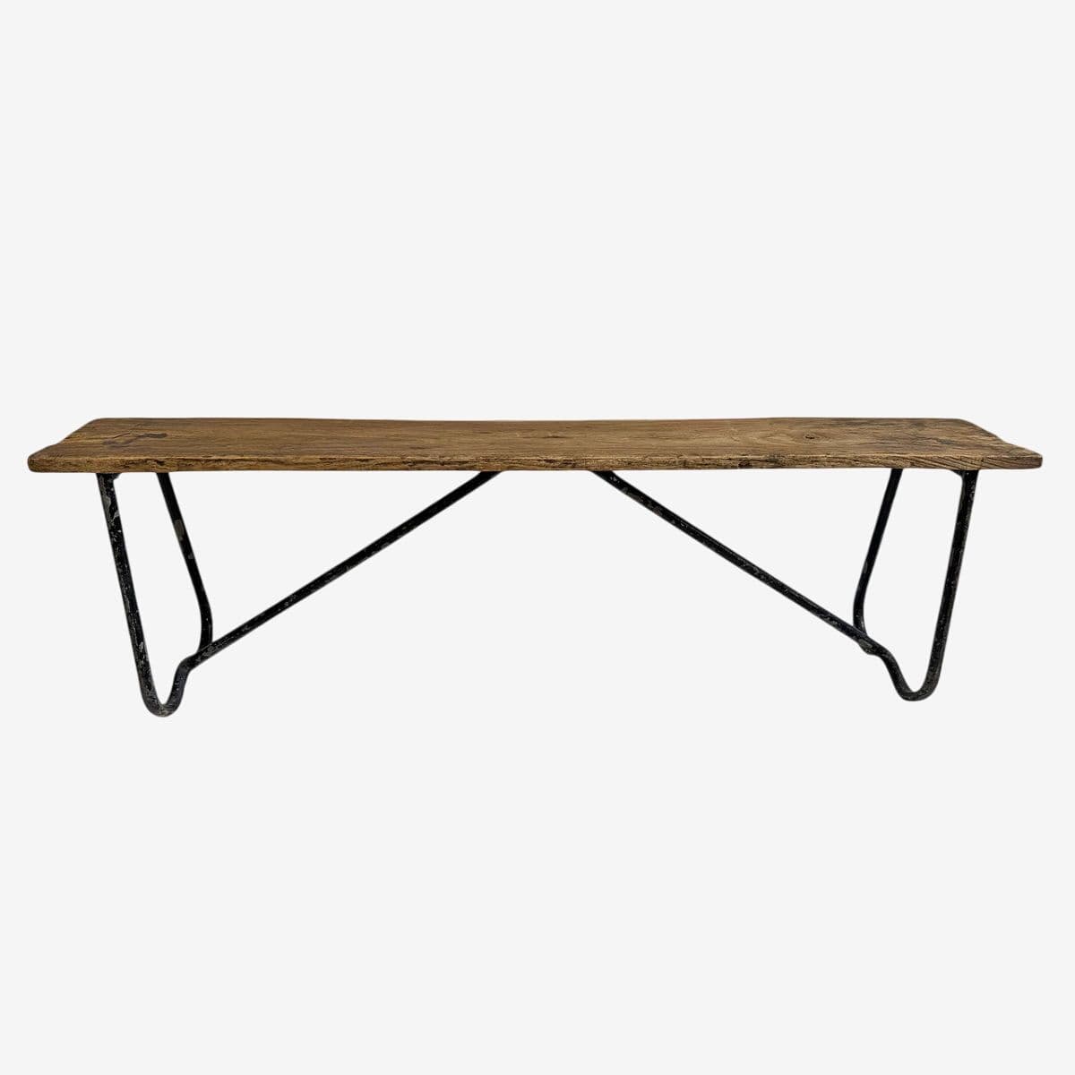 Vintage Wood & Iron School Bench - Image 1