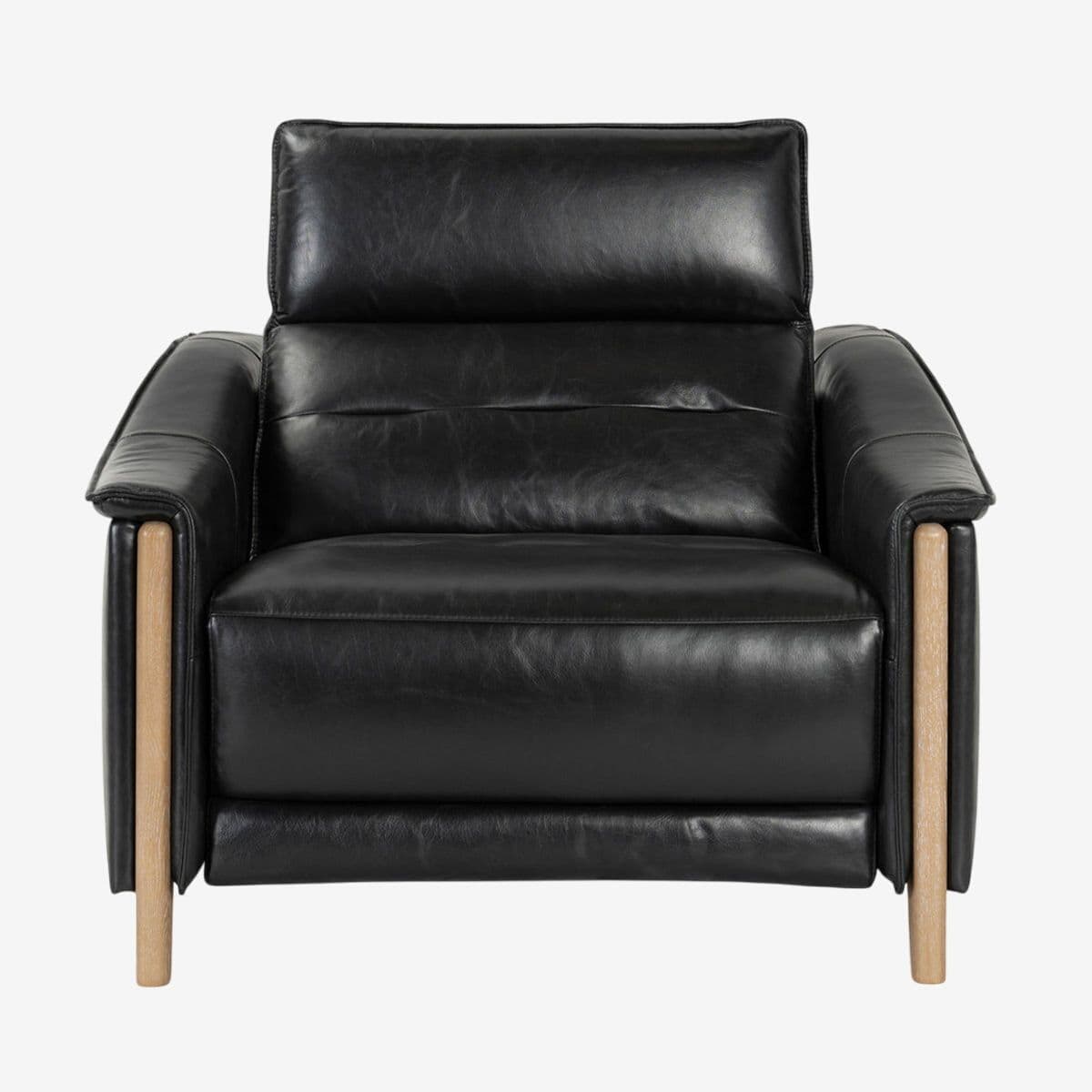 Ashford Modern Black Leather Recliner - Image 1