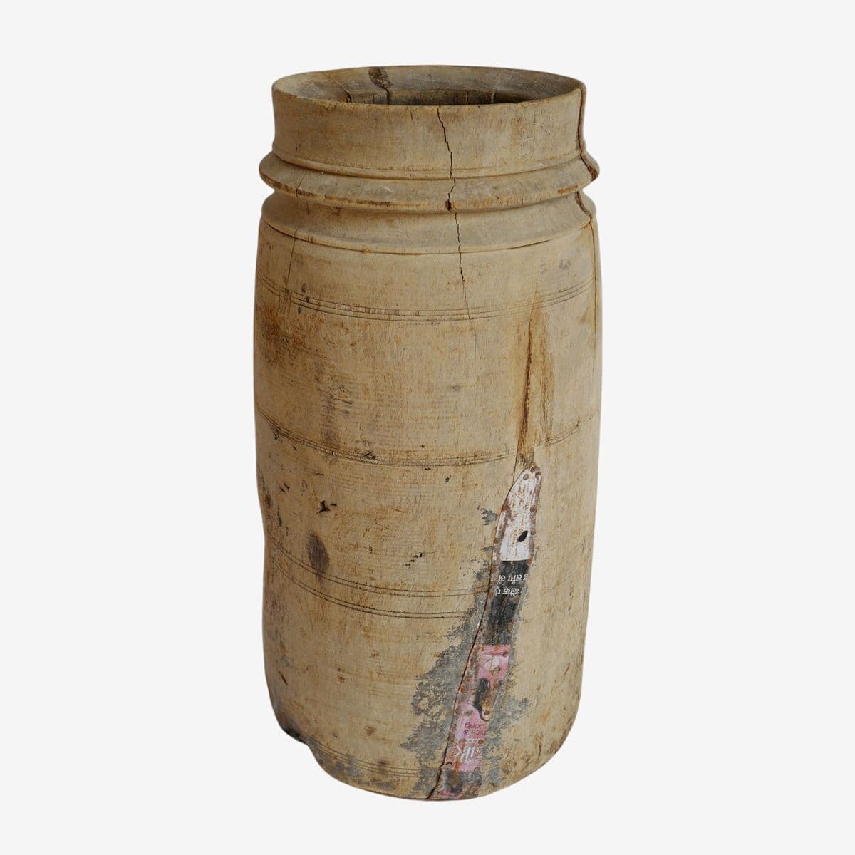 Old India Lassi Wood Pot - Image 1