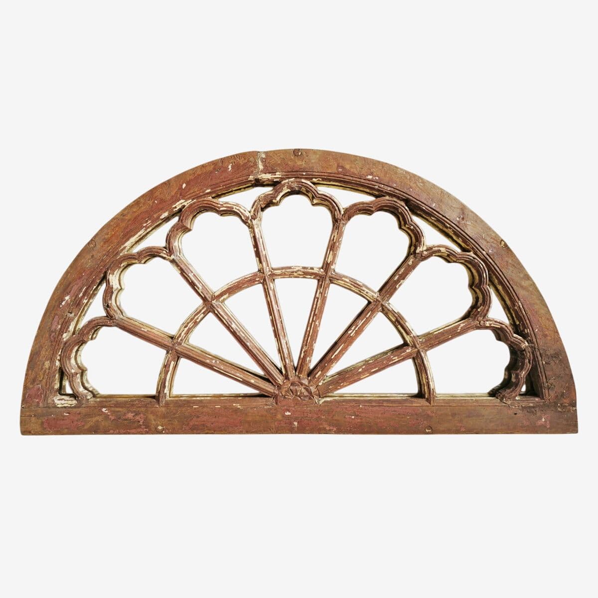 Antique Wood Arch Transom Mirror - Image 1