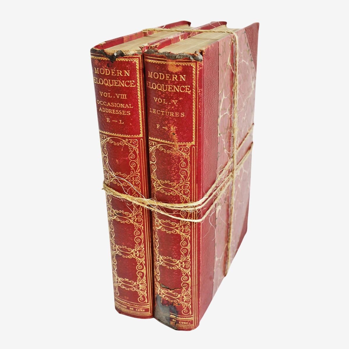 Antique Red Pair of Books - Image 1
