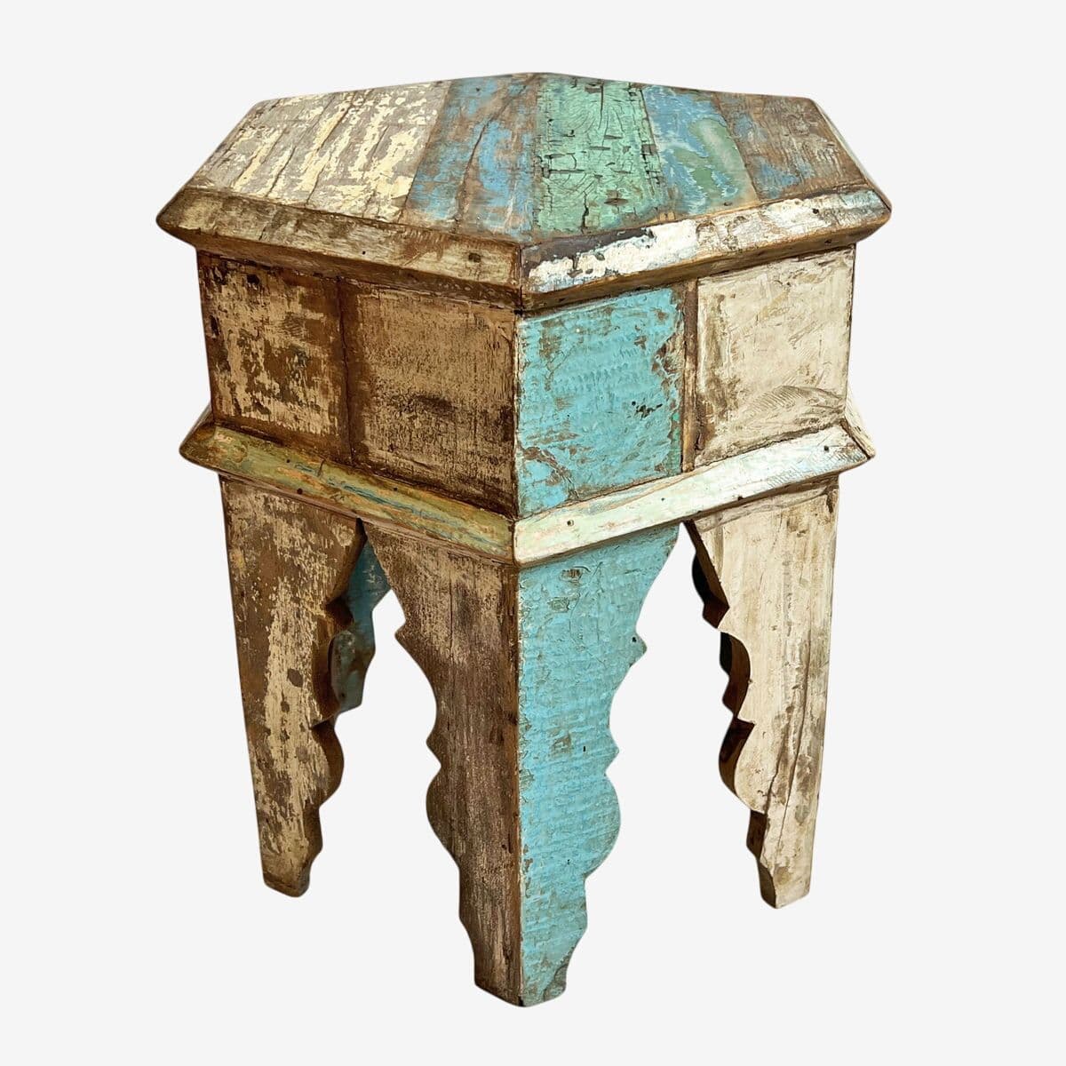 Salvaged Wood Hexagon Side Table - Image 1