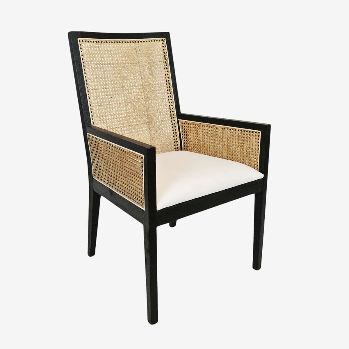Colonial Black & Cane Dining Arm Chair - Image 1