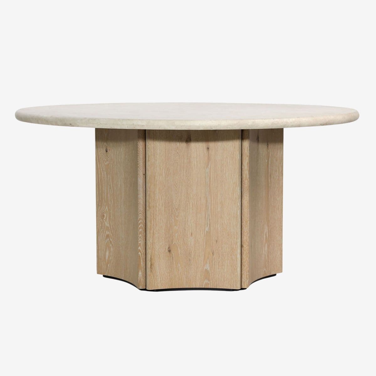 Round Wood Scallop & Marble Dining Table - Image 1